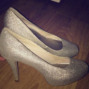 Sparkly silver heels
